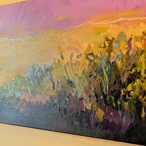 Spring Meadow - Original Acrylic 24×12 inch Painting | Sealed with a glossy finish image 3