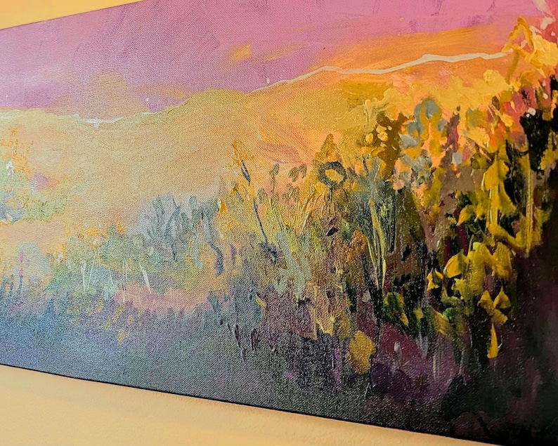 Spring Meadow - Original Acrylic 24×12 inch Painting | Sealed with a glossy finish image 3