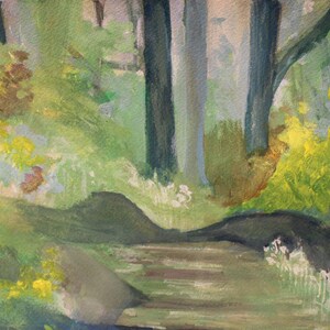 Verdant Forest Landscape – Original 11x14in Gouache Painting Wall Art, Hand-Painted Nature Decor, Unframed image 3