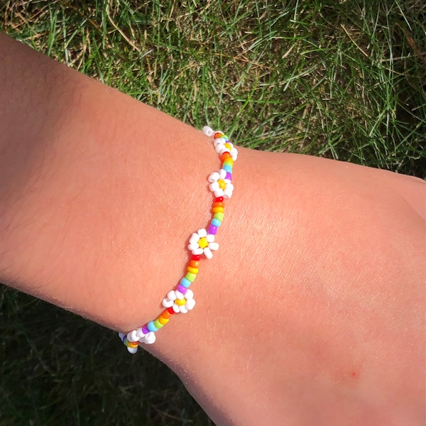 Rainbow flower bracelet