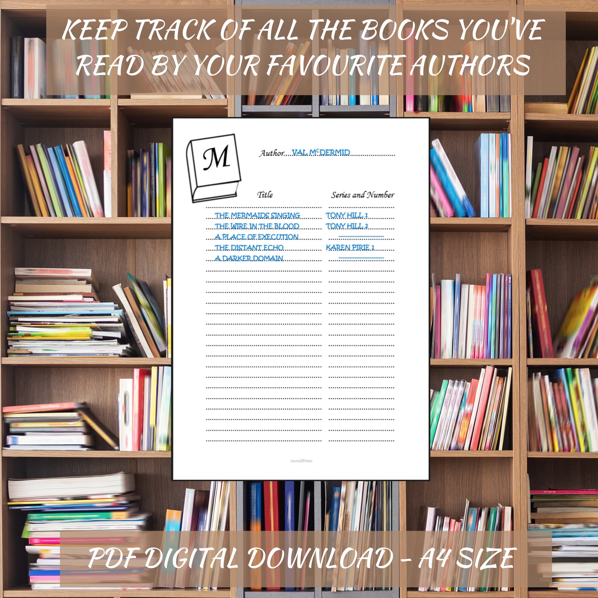 Author Logbook Book Series Record Reading Lists Etsy