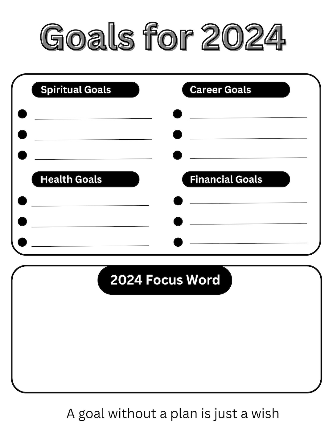 2024 Goals Worksheet Etsy