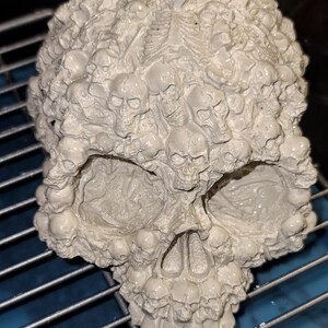Raw/ With Clear Gloss Sealer - Skull made with mini skulls/bones Plaster