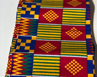 Beautiful and vibrant African Kente Print fabric, Maud cloth fabric, Ankara fabric, Silk fabric by the yard, sloth fabric, lycra fabric