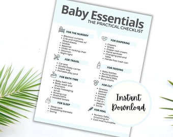 Lista de verificación de elementos esenciales para recién nacidos, elementos esenciales para bebés, artículos imprescindibles para la guardería, registro de bebés, regalo para mamás embarazadas
