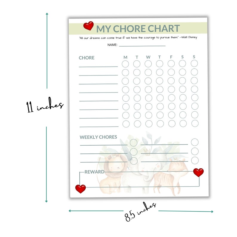 Cute Safari Animal Chore Chart for Kids Kids Daily Task List - Etsy Canada