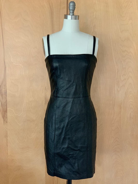 Vintage Black leather body con mini dress