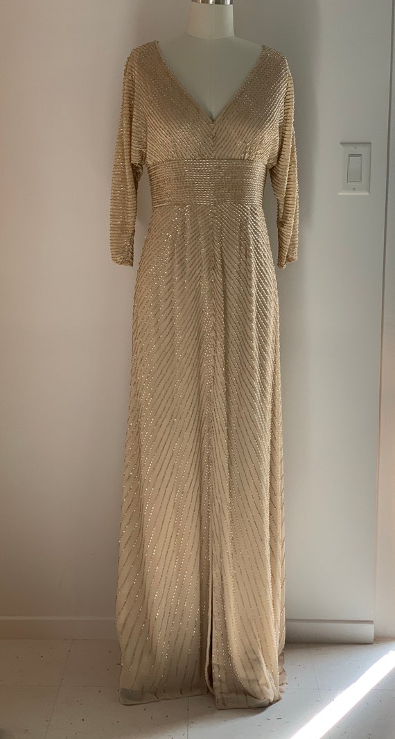Vintage gold beaded dolman sleeve gown