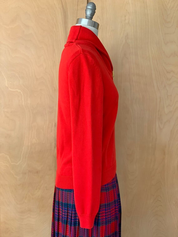 Vintage RALPH LAUREN red shawl collar sweater wit… - image 3