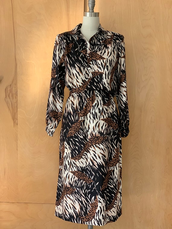 80s LA CHEMISE mixed animal zebra leopard print 2-