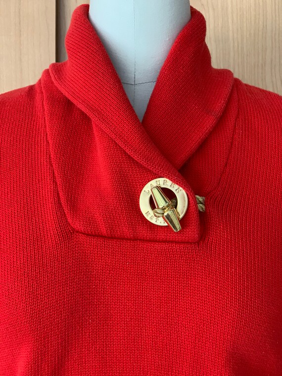 Vintage RALPH LAUREN red shawl collar sweater wit… - image 6