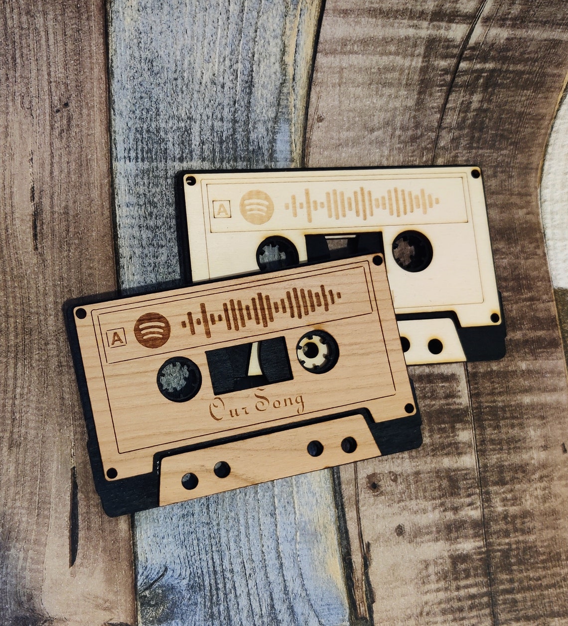 Personalised Custom Spotify Wooden Cassette Tape Retro Etsy