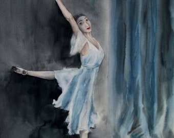 Exclusive original watercolor painting. Ballet, bailarina, danza