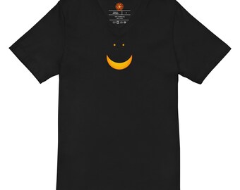 Solar Smile-Frown Short Sleeve V-Neck Unisex T-Shirt - Cotton Fabric Tee