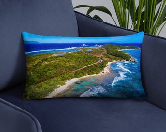 Tropical Aerial Footage Pillow (2 Images, Front & Back)
