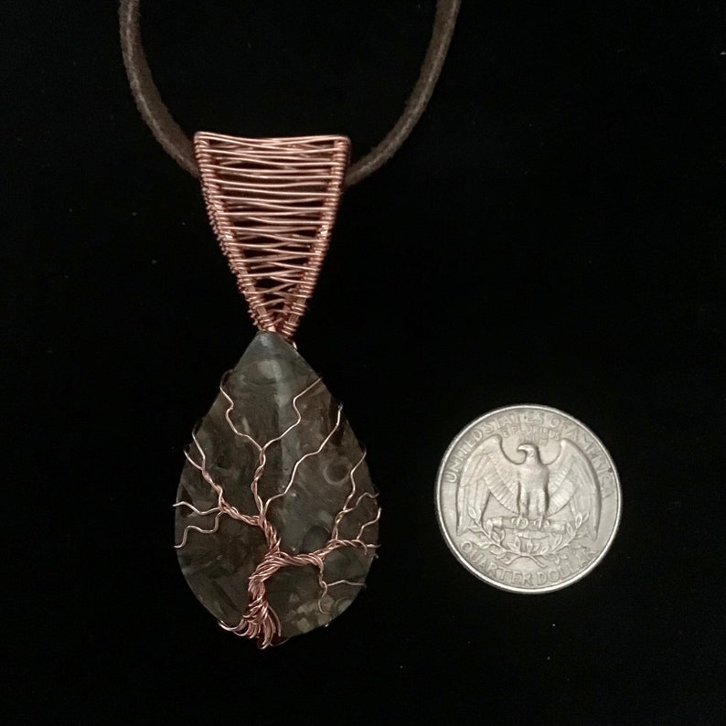 Bronzite Copper Wire Wrapped Handmade Tree Amulet Jewelry Necklace