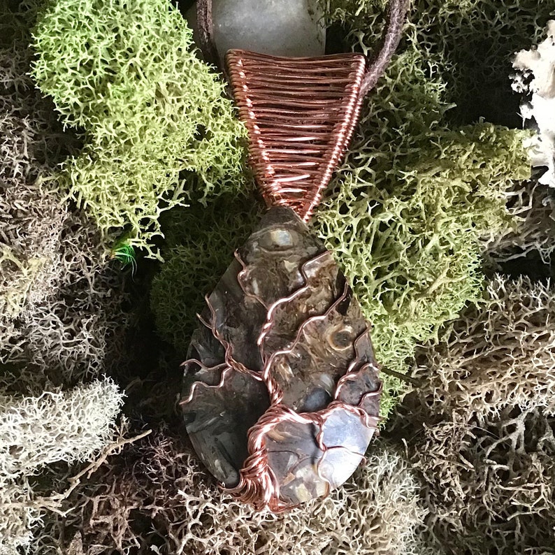 Bronzite Copper Wire Wrapped Handmade Tree Amulet Jewelry Necklace