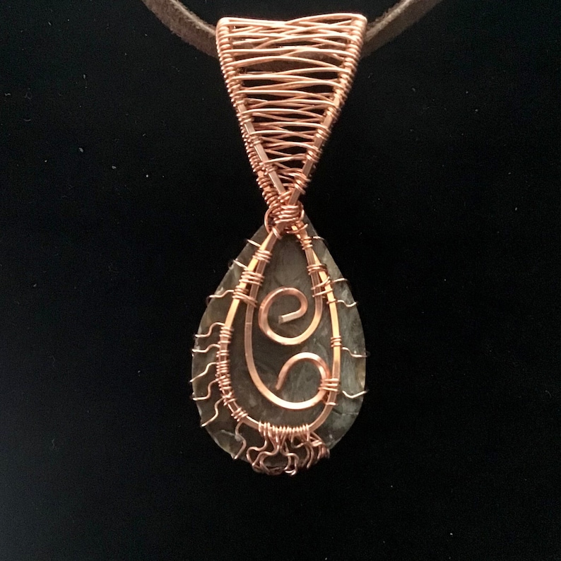 Bronzite Copper Wire Wrapped Handmade Tree Amulet Jewelry Necklace