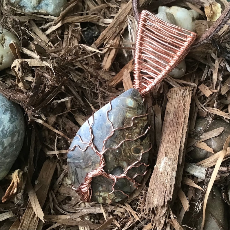 Bronzite Copper Wire Wrapped Handmade Tree Amulet Jewelry Necklace