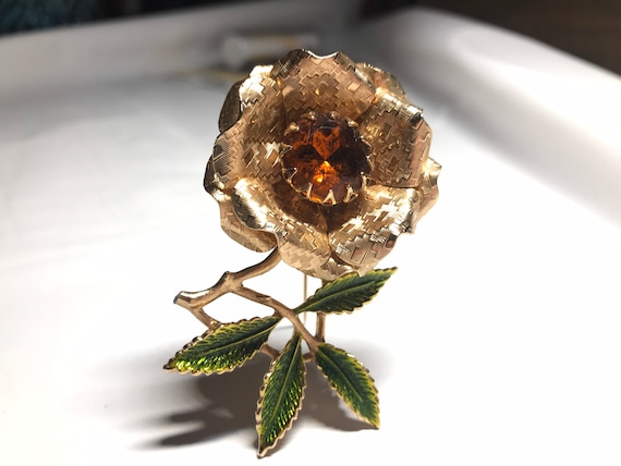 Sarah Coventry "Ember Flower" brooch - image 1