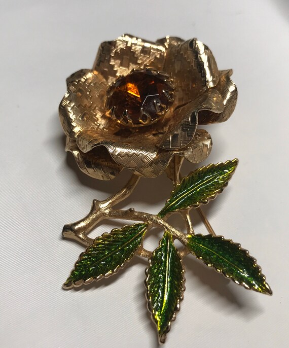 Sarah Coventry "Ember Flower" brooch - image 5