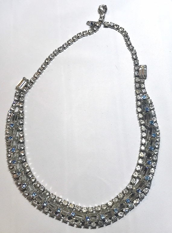 Gorgeous Vintage Ice Blue and Clear Rhinestone Cho