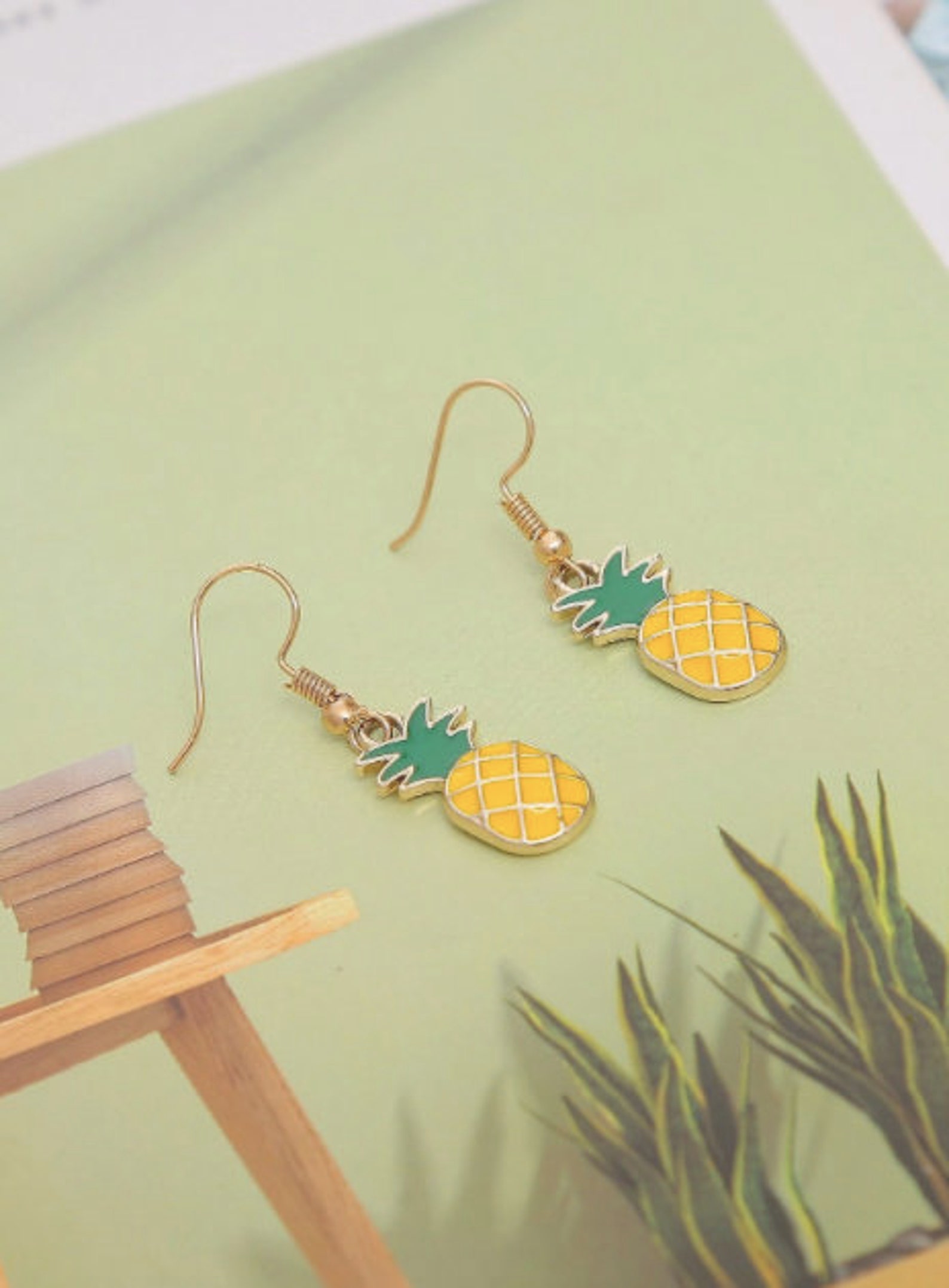 Pineapple Drop Earrings Etsy