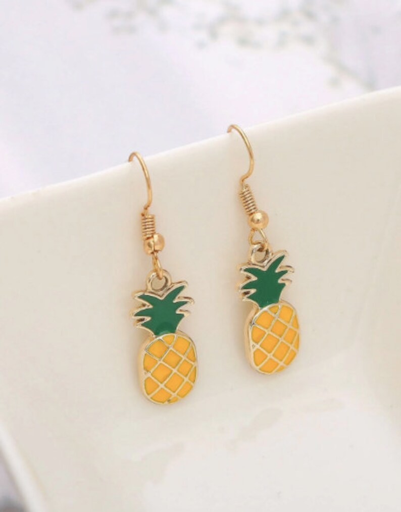 Pineapple Drop Earrings Etsy