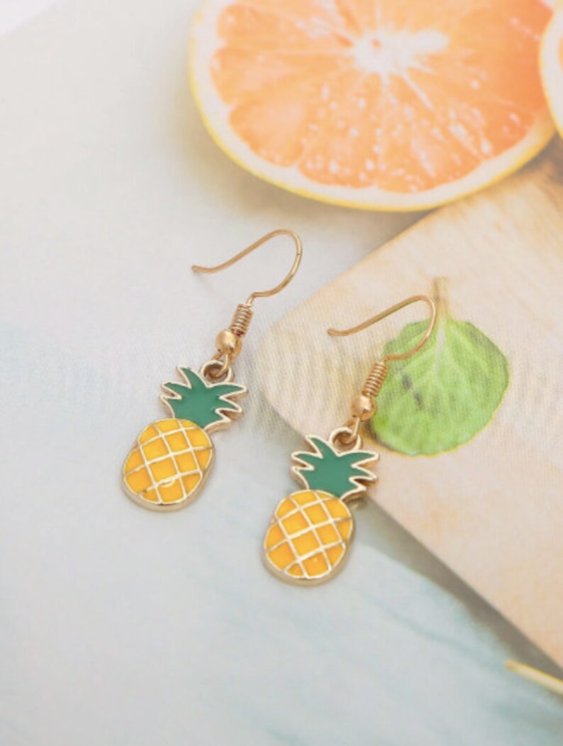 Pineapple Drop Earrings Etsy