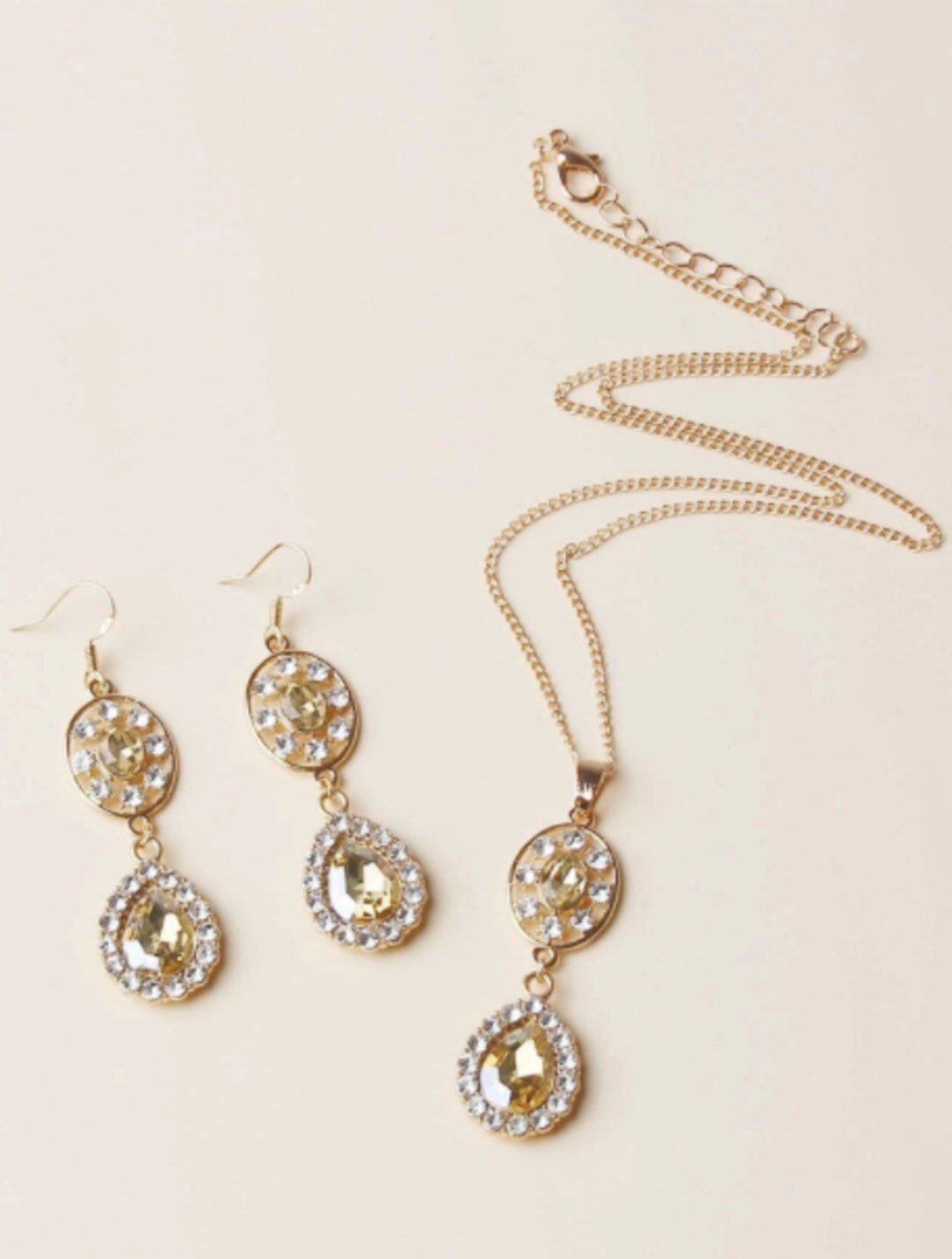 3pcs Rhinestone Water Drop Jewelry Set Etsy