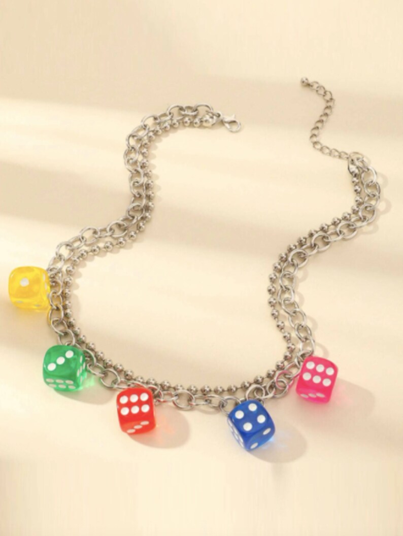Dice Layered Chain Necklace Rhinestone Lock Decor Layered Etsy