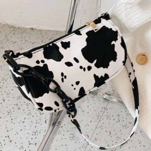 Cow Print Baguette Bag Cow Print Shoulder Bag | Etsy