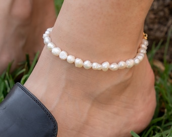 Beaded Pearl Anklet Bracelet, Ankle Bracelet, Anklet for Women, Pearl Ankle Bracelet, Anklet, Anklet Bracelet, Jewelry, Anklet for Kids