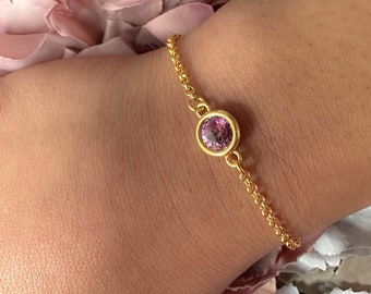 Birthstone crystal bracelet| June Birthstone| Light Amethyst birthstone | Gift for Mom Grandma Sister Friend Wife| Birthday bracelet