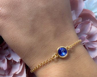 Birthstone crystal bracelet| September Birthstone| Aquamarine birthstone| Gift for Mom Grandma Sister Friend Wife| Birthday bracelet