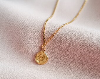 Lucky Ancient Coin Necklace| Personalized message| 24k gold plated sterling silver| Prosperity necklace| Sentimental Gift| Birthday Gift