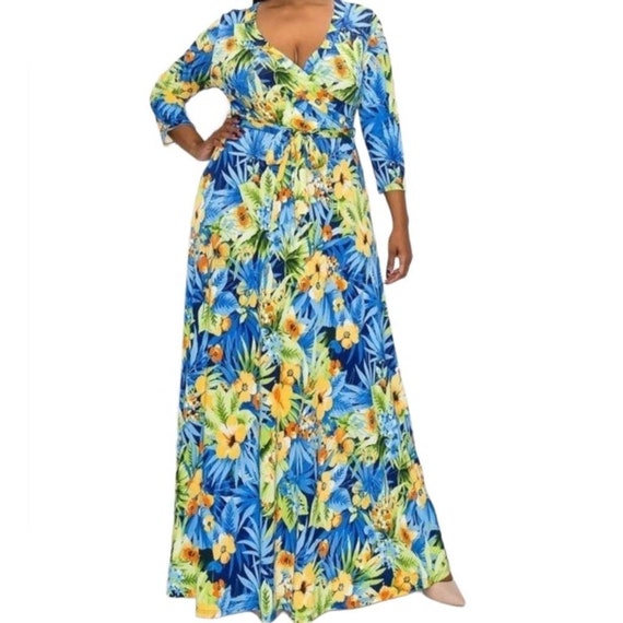 chinese dress ladies Aruba Flare Maxi Dress (Blue) – styletittudeapparelusa main image 1