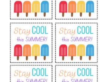 Stay Cool This Summer Tags - Printable - Digital Download