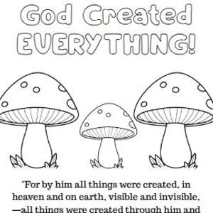 God Created Everything Coloring Page: Printable Bible Sunday School (Digital Download