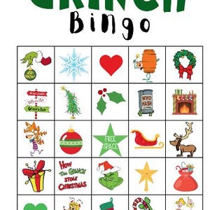 Druckbare Grinch Bingo Spiel - Der Grinch Digital Download