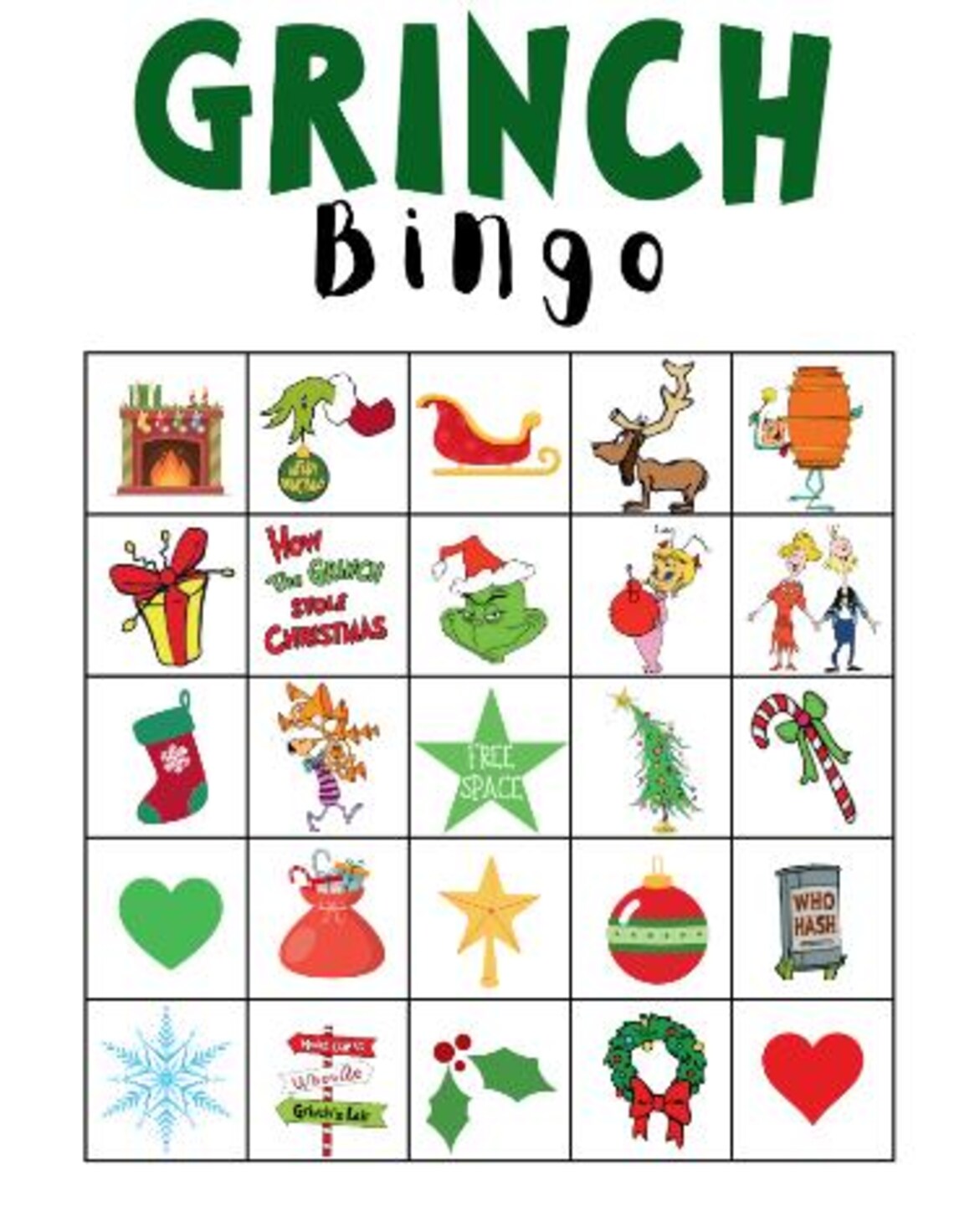 Printable Grinch Bingo Game - the Grinch Digital Download - Etsy
