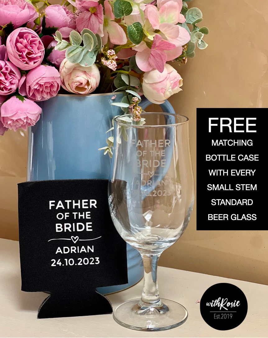 Personalised Glass Etching | Personalised Pint Glass | Personalised  Prosecco Glass | Wedding | Father of the Bride | Mother of the Bride - Etsy, image size:862x1086