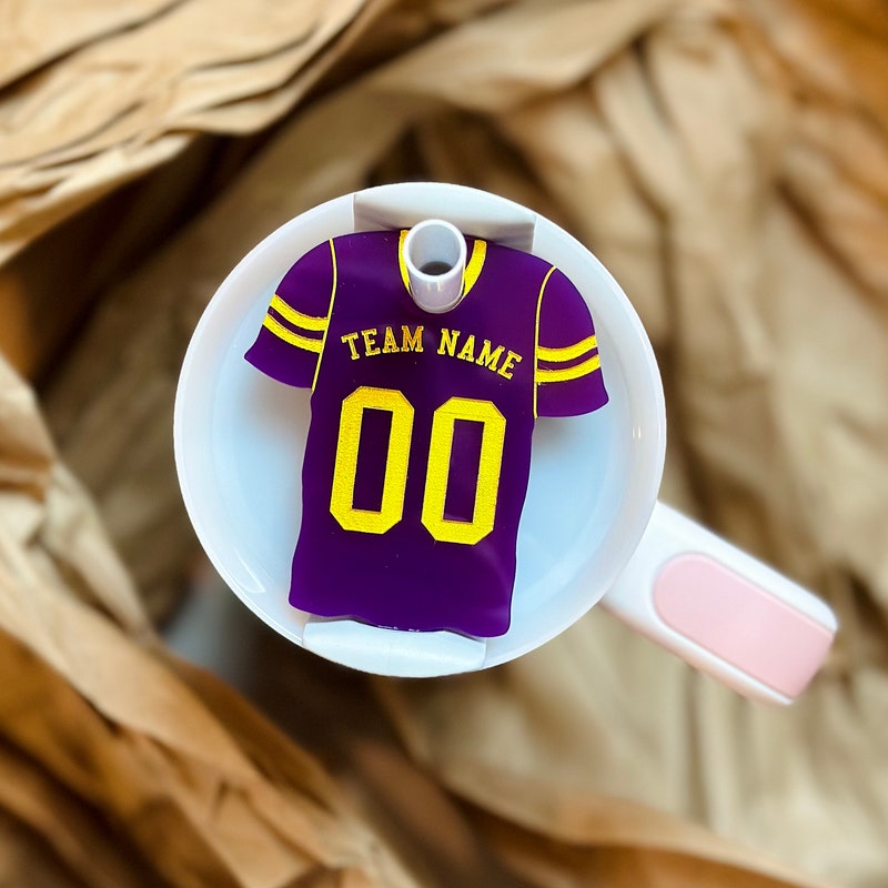 💖Buy 2 Free Shipping💖Personalized Football Jersey Cup Topper, Football Mom, Football Player, Tumbler Name Plate, Tumbler Accessory Tag