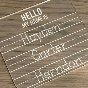 Name Tracing Board Reusable Acrylic Dry Erase | Letter Tracing | Hello My Name Is | Learn to Write | Education | Montessori | School Supply