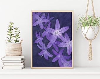 Campanula Bellflowers Watercolor Fine Art Print