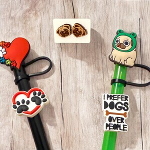 Pug Gift Set, Frog Pug, Pug Lovers, Pug Gifts, Pug Earrings, Pug Straw Toppers, Pug Mom, Mother&#39;s Day Gift