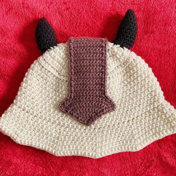 Handmade Appa Bucket Hat - Crochet Avatar: The Last Airbender Inspired Headwear - Cosplay, Anime, and Cartoon Fan Gift - Customizable