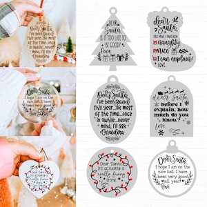 Caro ornamento di Babbo Natale in formato SVG, ornamento natalizio in formato SVG, ornamento con lettera in formato SVG, caro Babbo Natale in formato SVG, ornamento natalizio per bambini in formato SVG, ornamento di Babbo Natale in formato SVG, laser