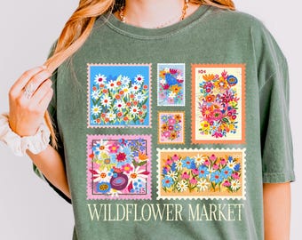 Wildflower market png, floral shirt png, retro flower png, boho flower svg, vintage floral png, flower market png, dtf transfer png, trendy
