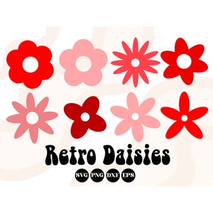 Retro Daisy svg bundle, retro flower svg, flower svg, groovy flower svg, hippie svg, retro svg, boho flower svg, daisy svg, retro daisy png
